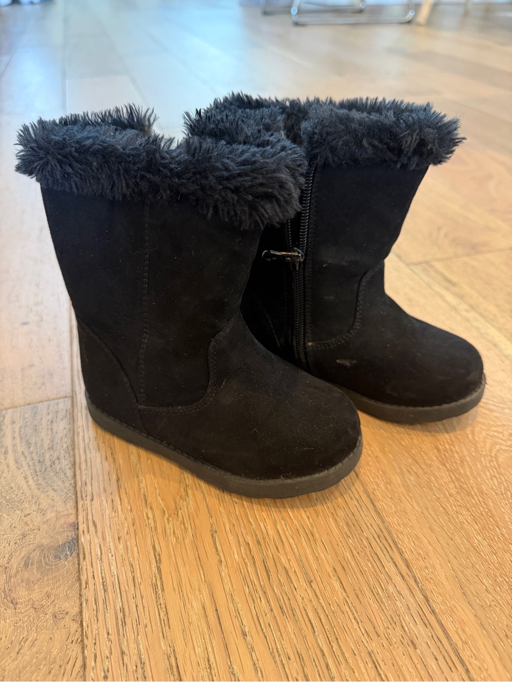 Kids Black Faux-Fur Winter Boots